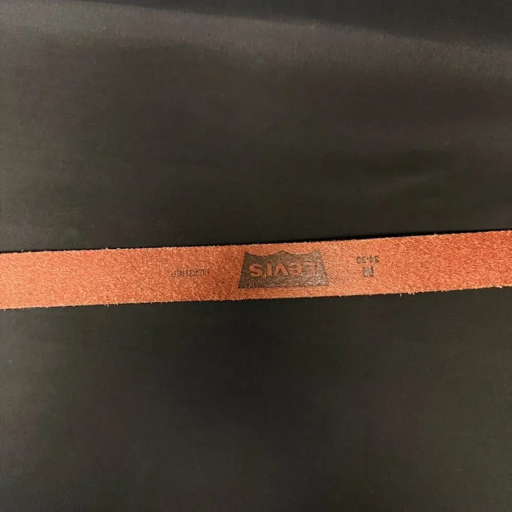 Levi's Men's Genuine Leather Belt Brown Size M 34-36 Silver Buckle